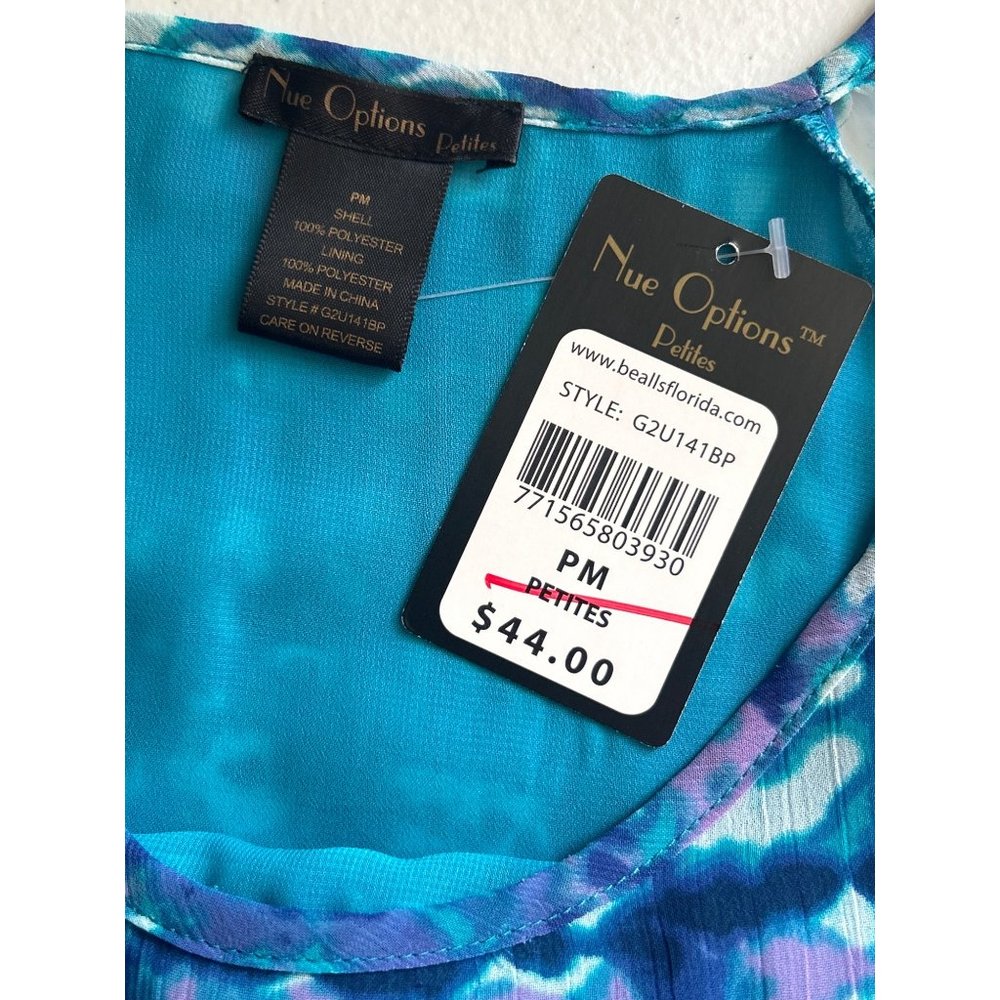 Nue Options Green, Blue & Lavender, Short Sleeve Ruffled Tier Top, MP - Picture 4 of 8